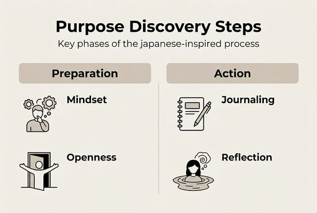 Infographic showing steps of purpose discovery