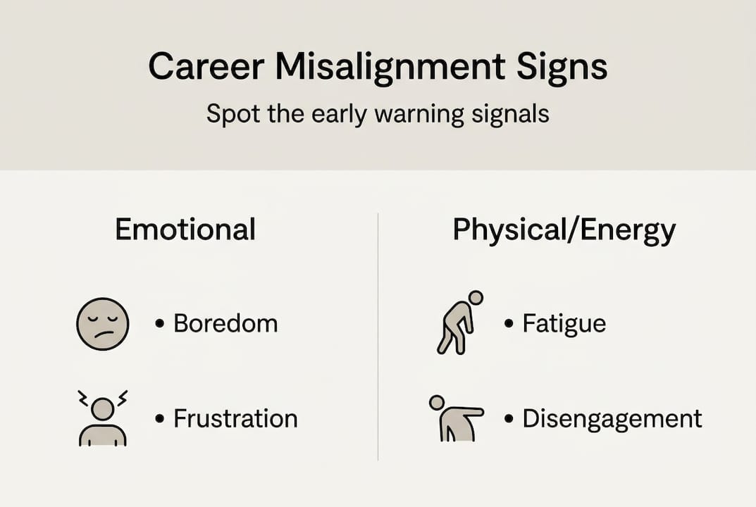 Infographic showing career misalignment warning signs
