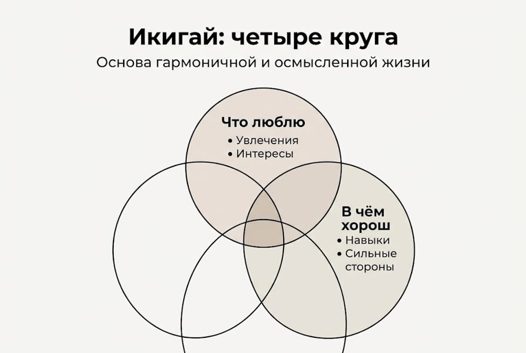 Инфографика: четыре составляющие икигай