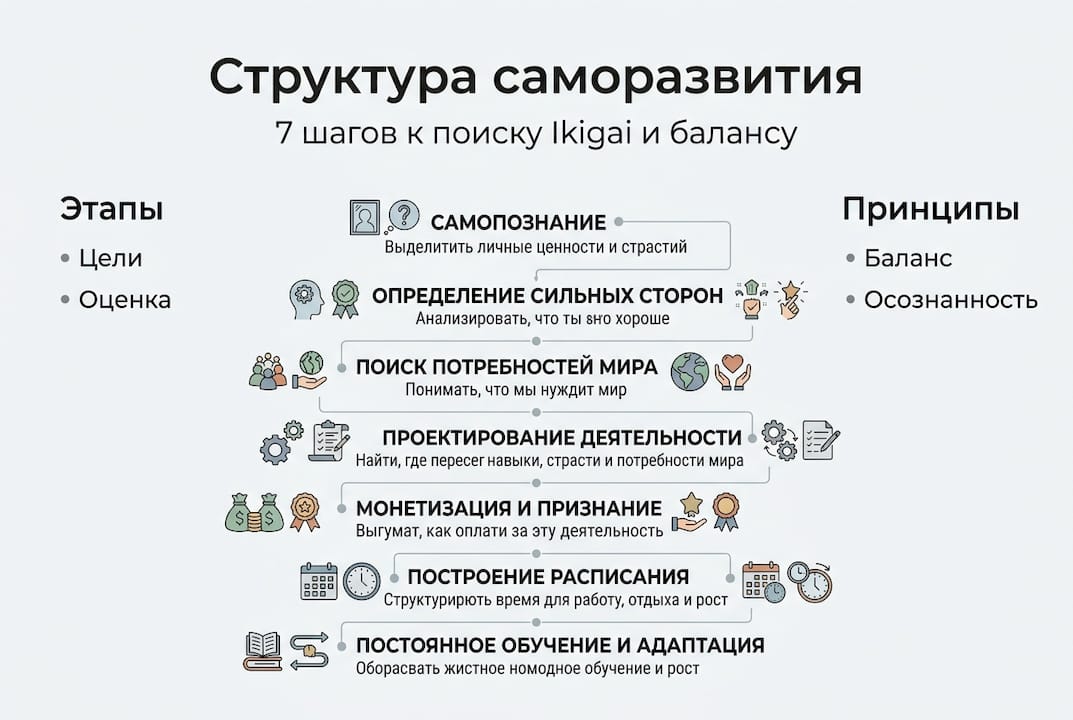 Инфографика: как устроено саморазвитие по концепции Икигай