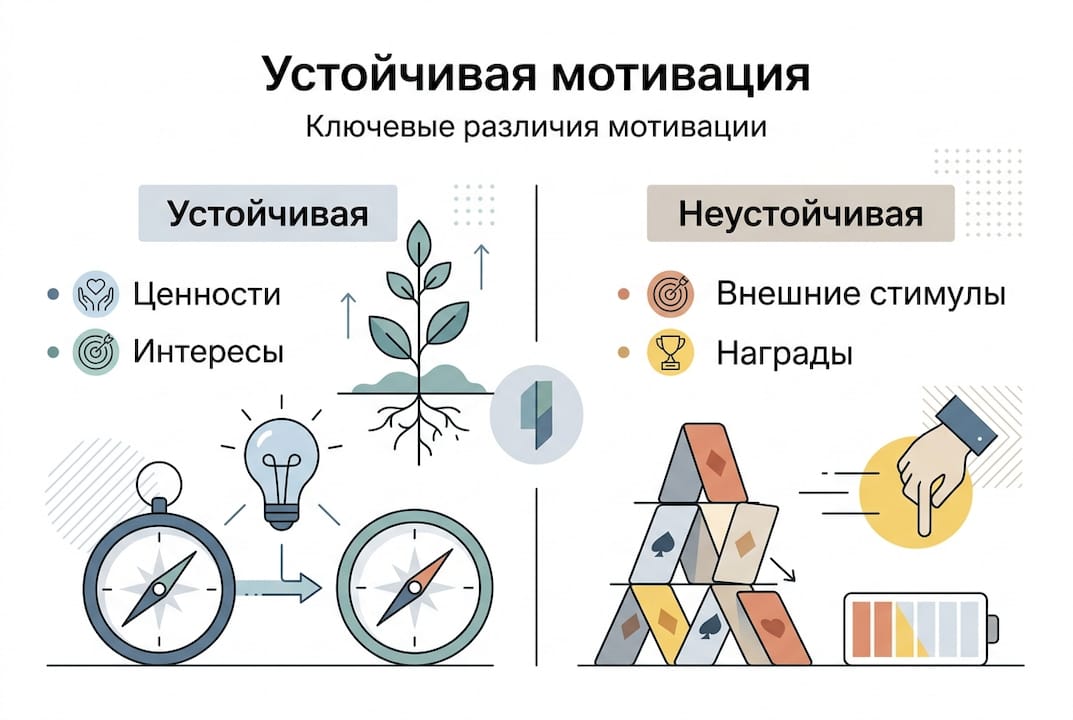Инфографика: чем отличается настоящая мотивация от временной