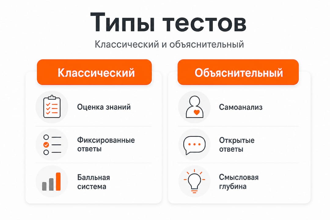 Инфографика: чем отличаются традиционные тесты от тестов с пояснениями