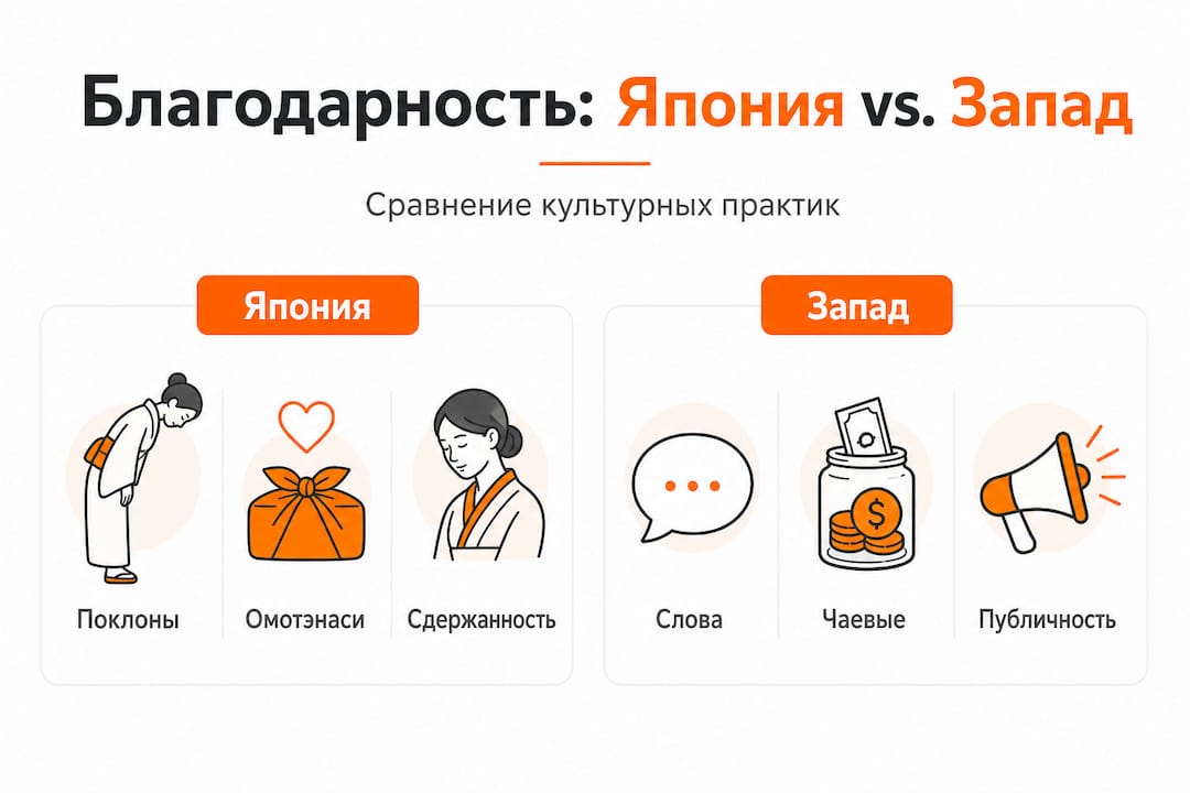Инфографика: как выражают благодарность в Японии и на Западе — основные различия
