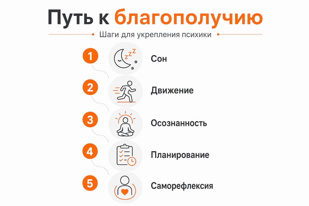Инфографика: шаги на пути к внутренней гармонии