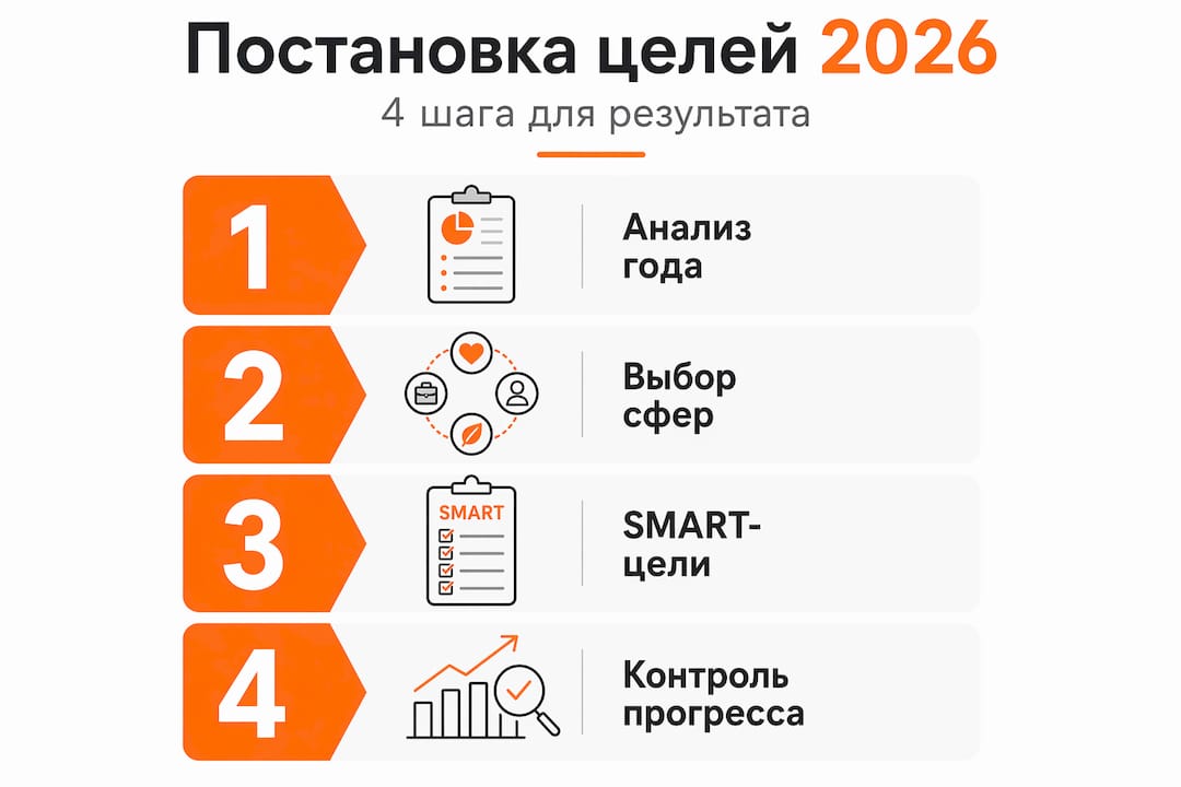 Инфографика: последовательные шаги для эффективного планирования и достижения целей