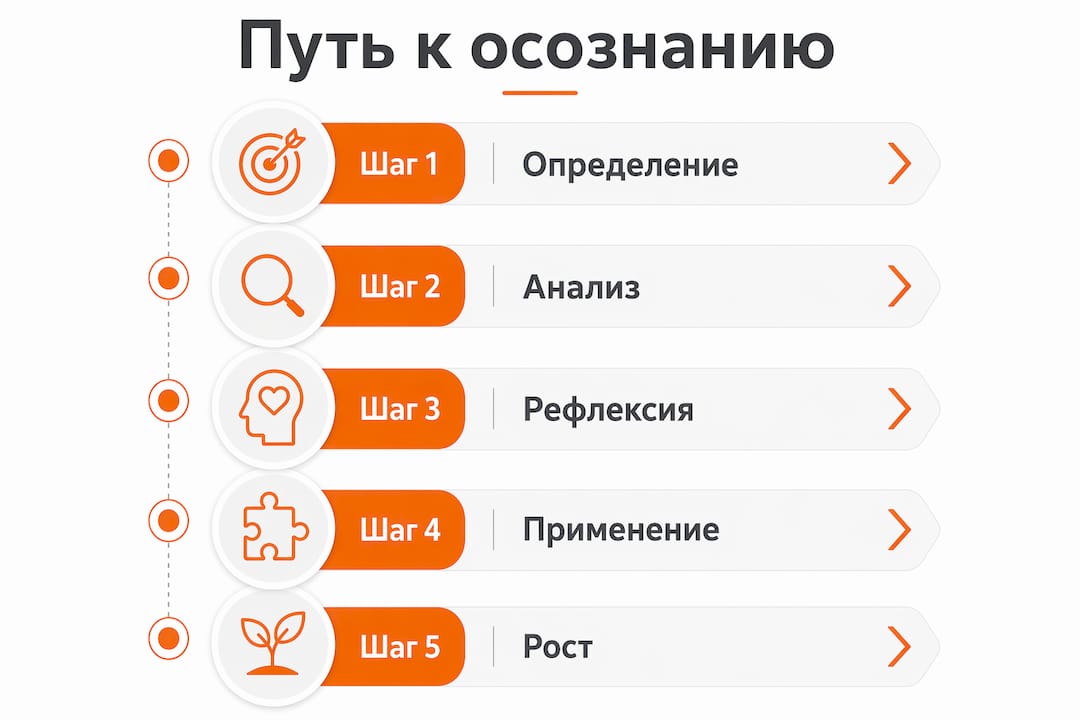 Инфографика, показывающая путь к пониманию своих мотивов и развитию личности