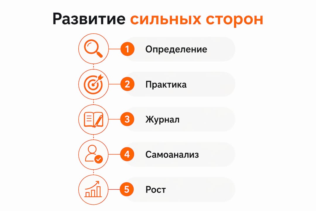 Инфографика: как развивать свои сильные стороны шаг за шагом