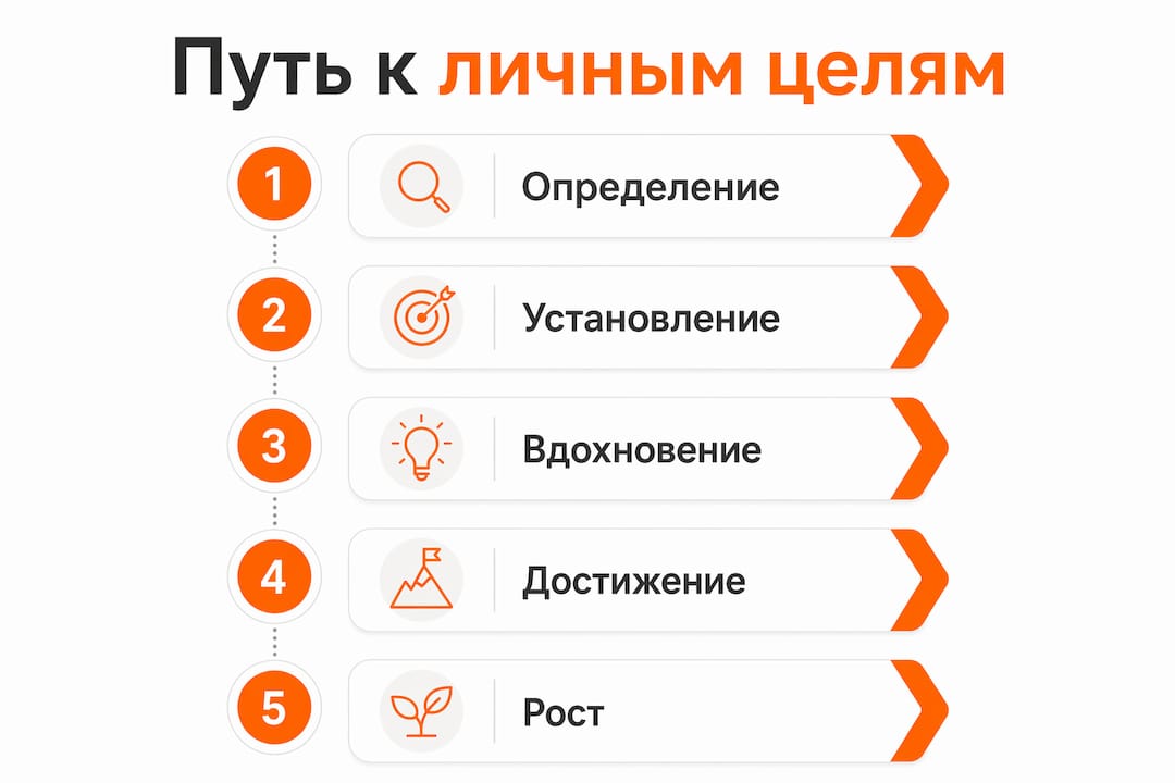 Инфографика: шаги на пути к достижению личных целей