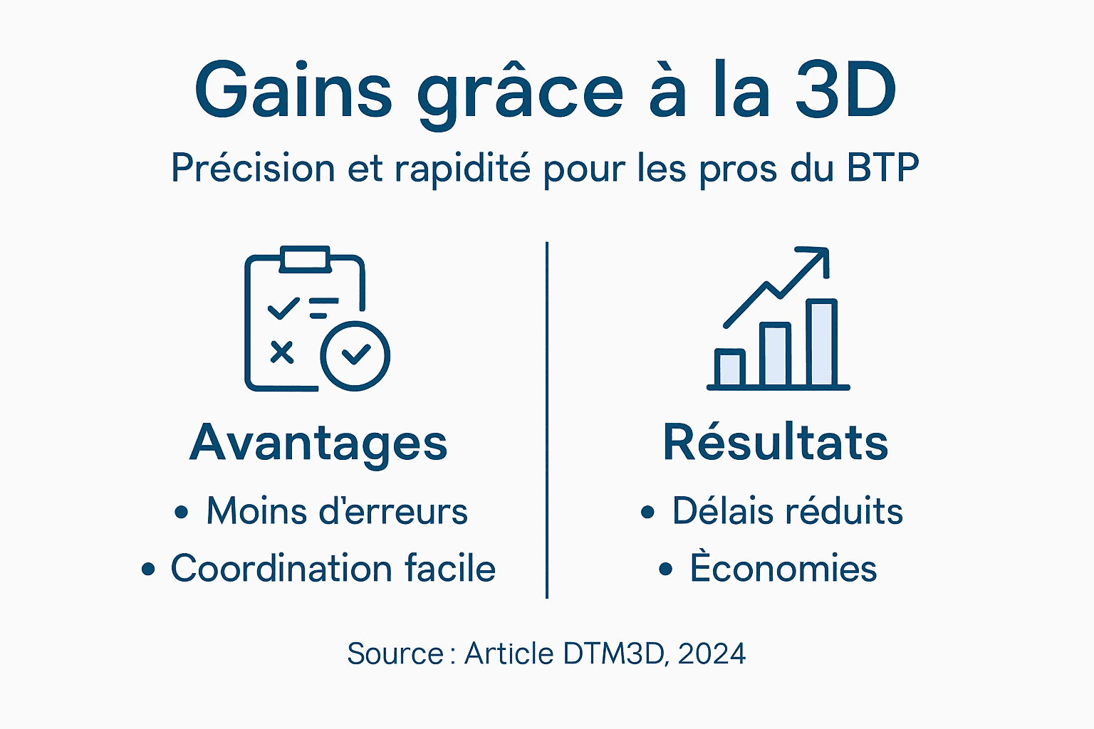 Présentation graphique des avantages de la modélisation 3D.