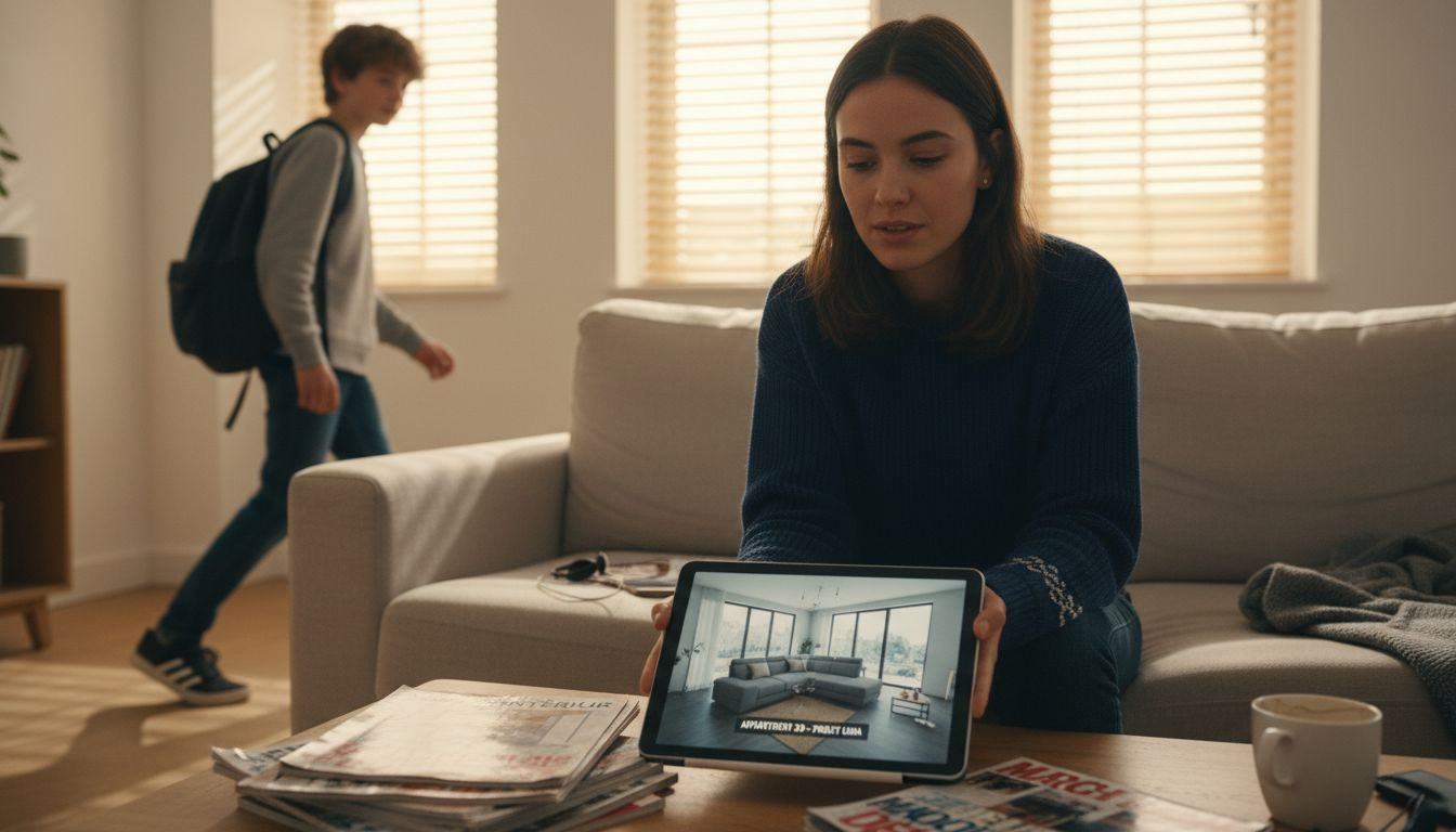 DTM3D - Modélisation 3D : Optimiser la gestion locative immobilière - 1770020942579 image Locataire découvrant un appartement via une visite virtuelle 3D sur tablette - DTM3D