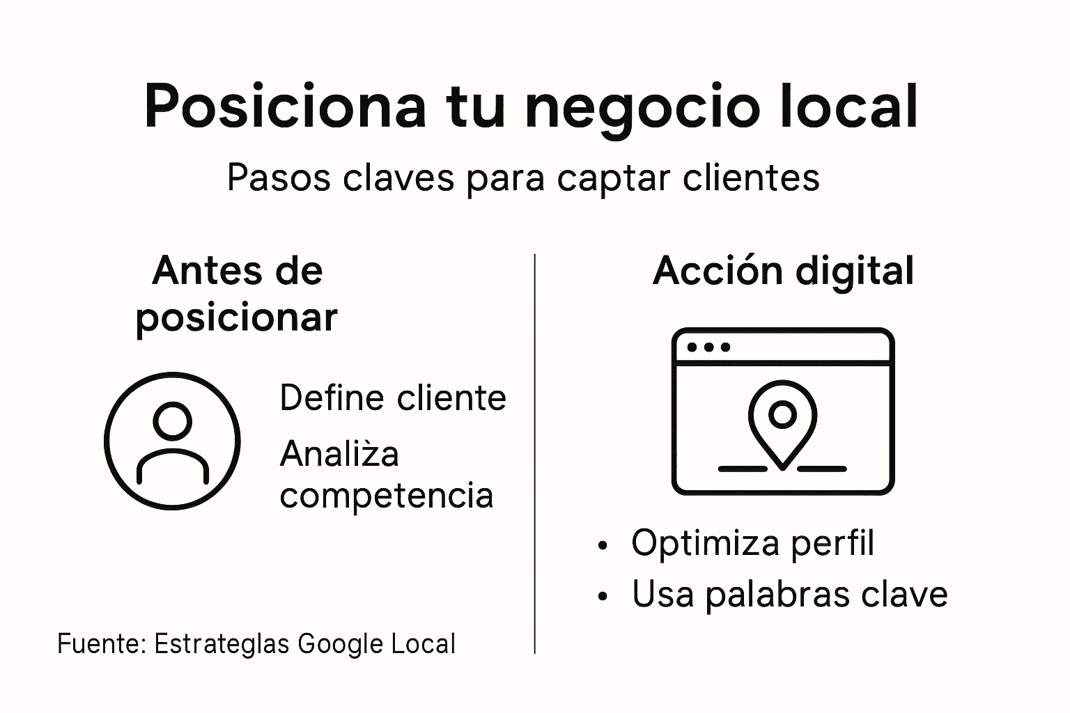 Guía visual con los pasos clave para mejorar tu posicionamiento local