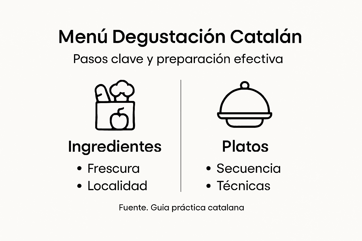 Infografía con las etapas de un menú degustación típico catalán