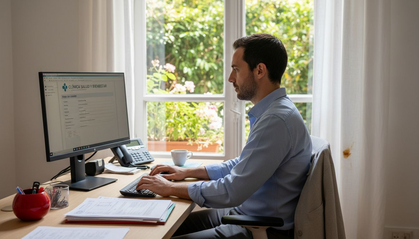 Recepcionista encargada de actualizar el perfil digital de la clínica