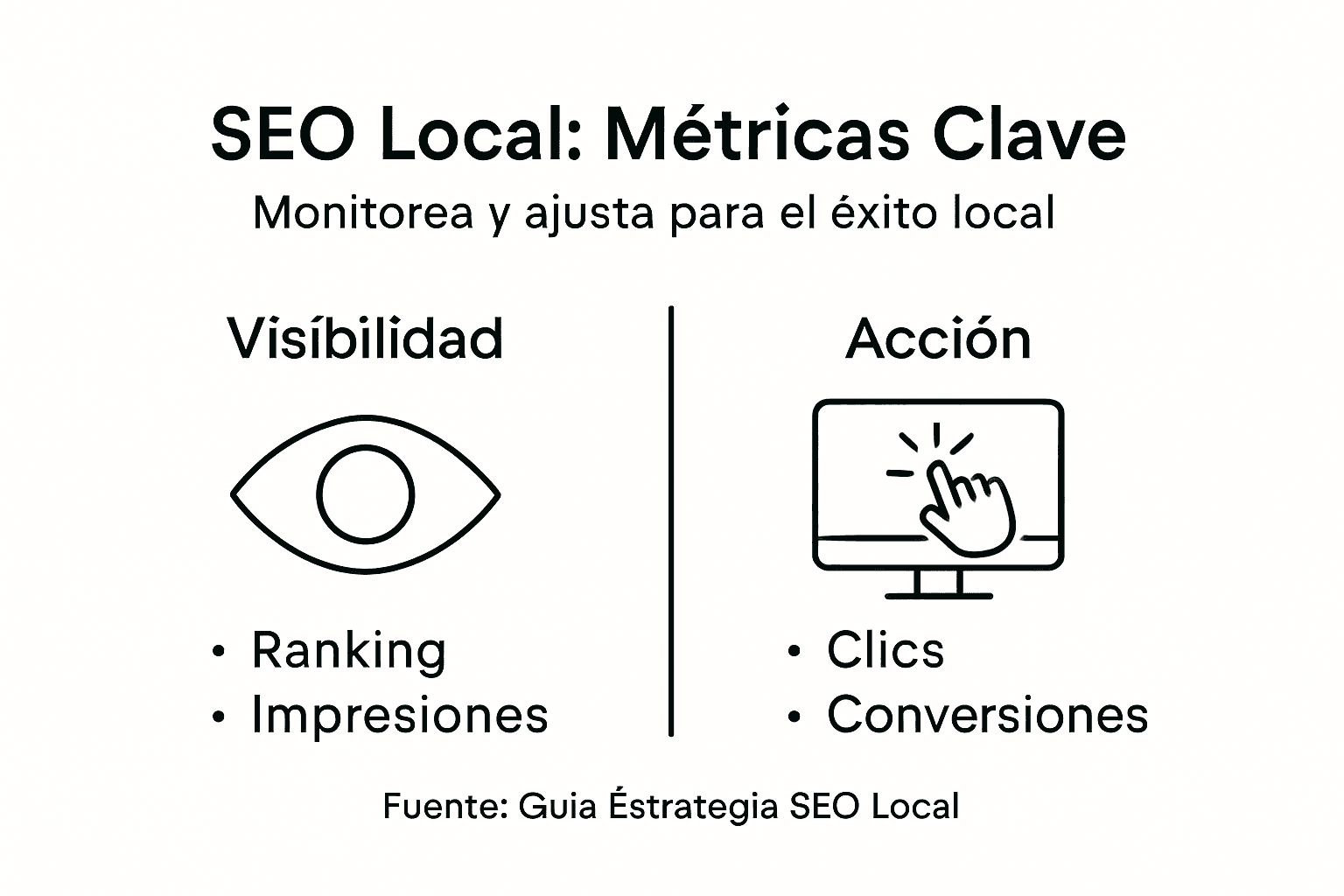Resumen visual con los principales indicadores para mejorar el posicionamiento local en buscadores