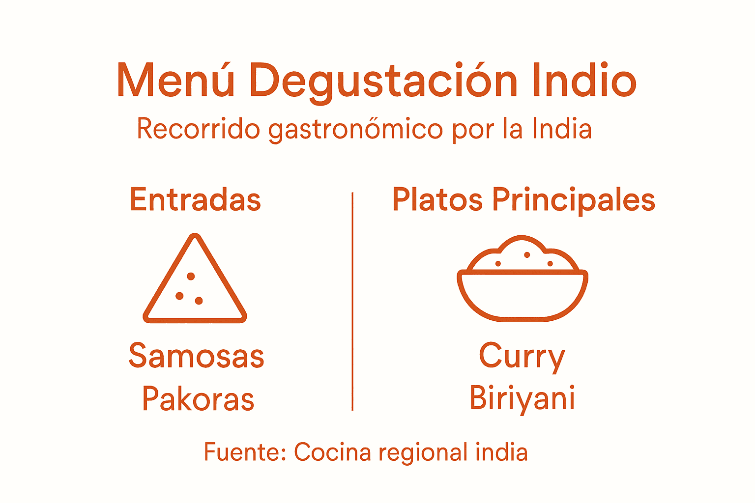 Infografía sobre cómo se compone un menú degustación típico de la gastronomía india