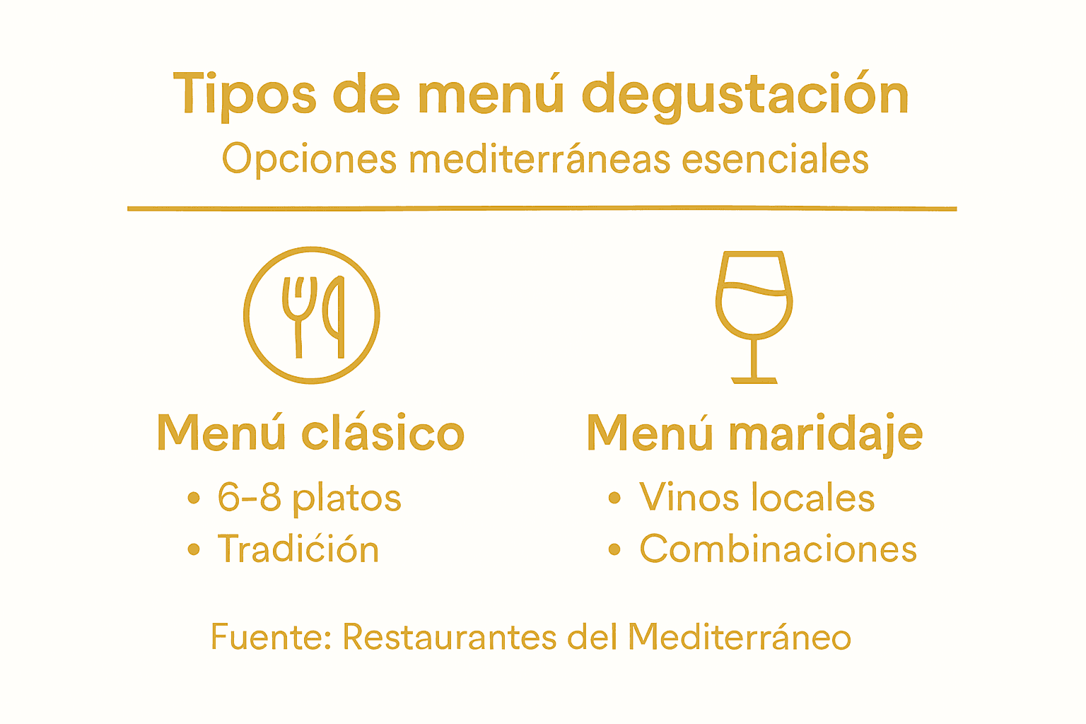 Guía visual sobre las diferentes opciones de menú degustación mediterráneo