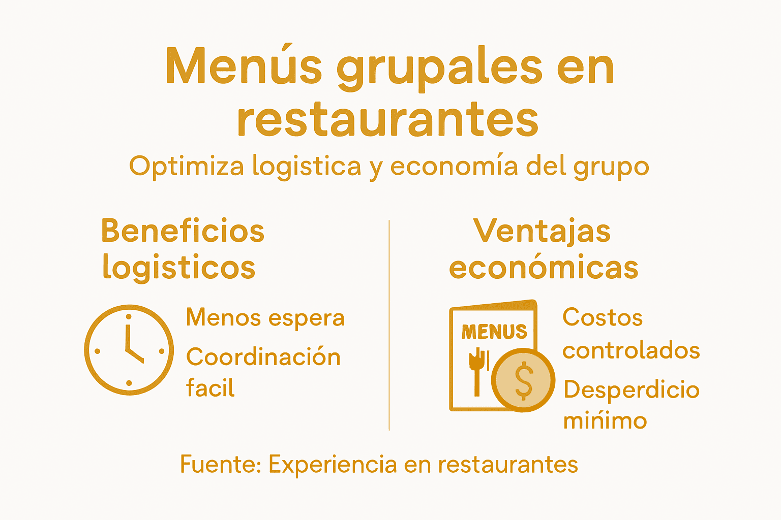 Infografía: ventajas logísticas y económicas de optar por un menú para grupos
