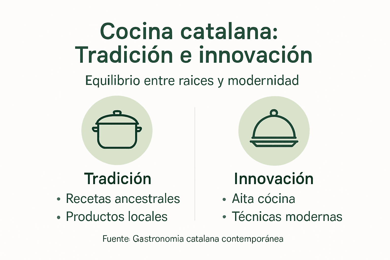 Infografía sobre la fusión entre la tradición y la vanguardia en la gastronomía catalana