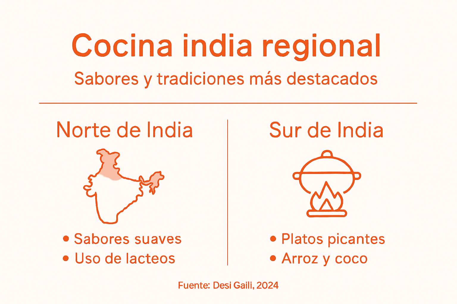 Guía visual de los sabores y tradiciones de la cocina india según sus regiones y estilos