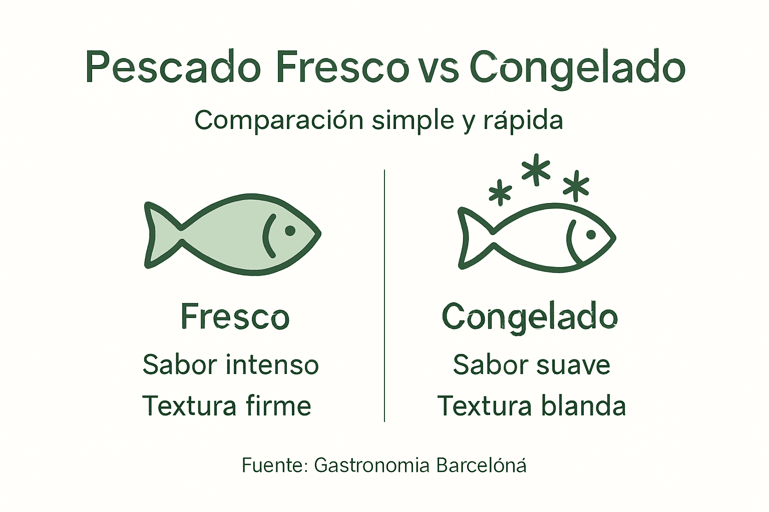 Comparativa visual entre pescado fresco y pescado congelado