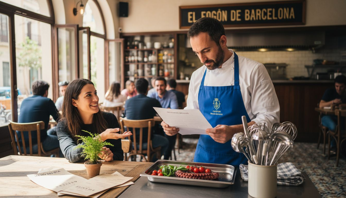 El chef revisa las propuestas de menús personalizados para los clientes en el restaurante, asegurándose de que cada detalle esté acorde con sus gustos y necesidades.