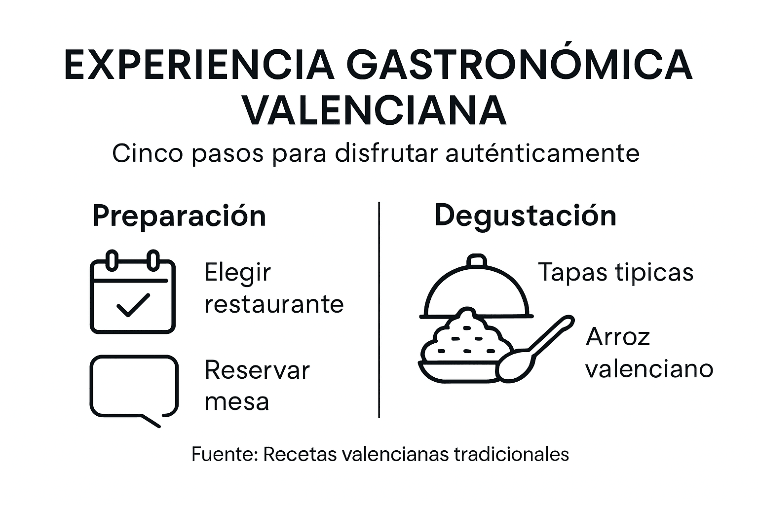 Guía visual con los pasos esenciales de la gastronomía valenciana