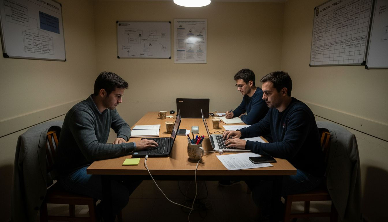 El equipo de marketing trabajando en conjunto dentro de la academia