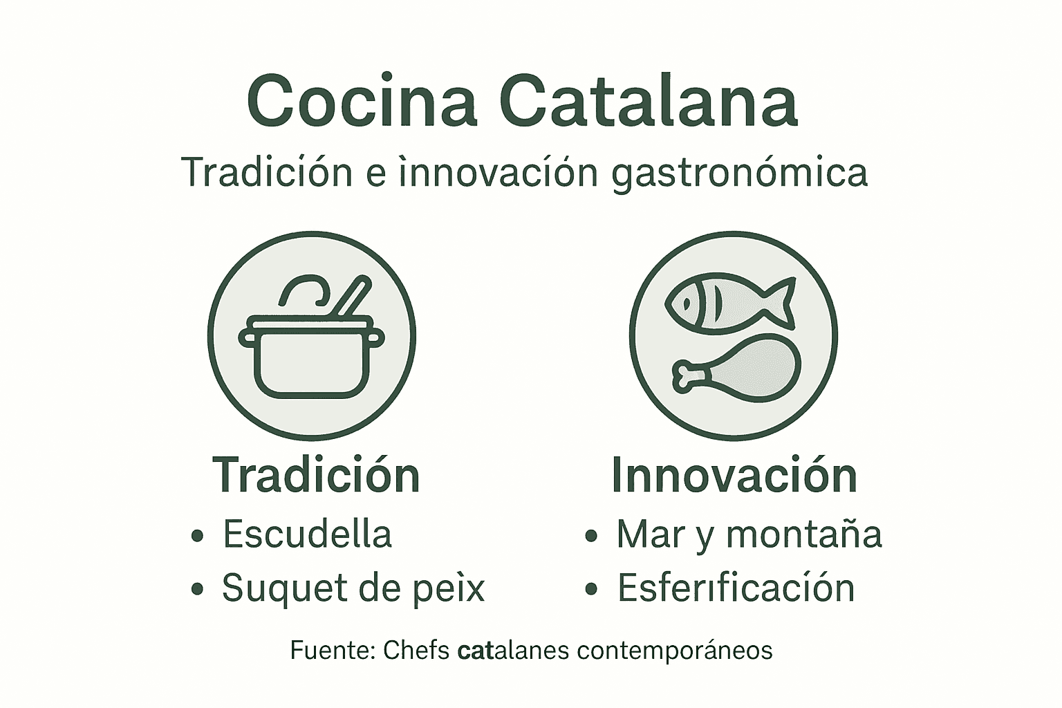 Infografía sobre la fusión entre tradición e innovación en Cataluña