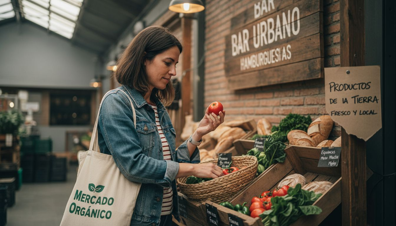 El cliente elige los ingredientes frescos para su hamburguesa