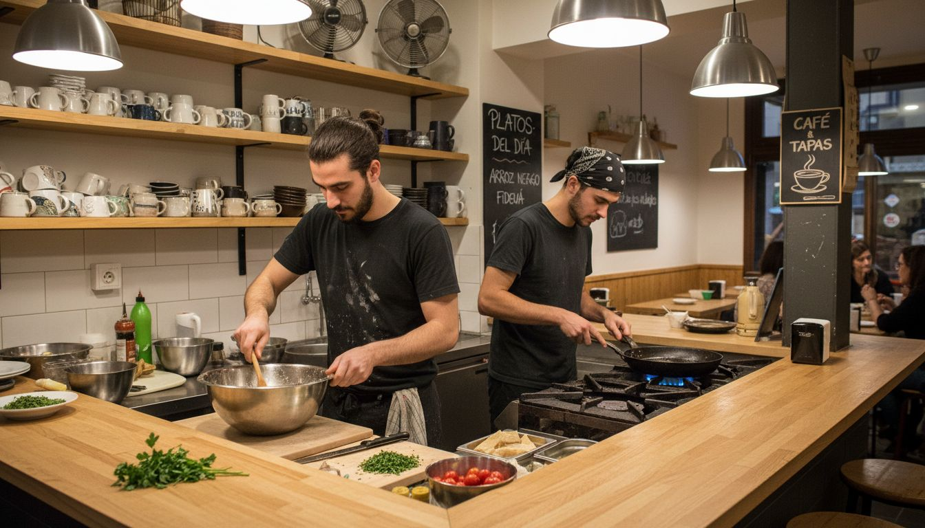 El equipo de cocina en plena acción en un restaurante de la zona