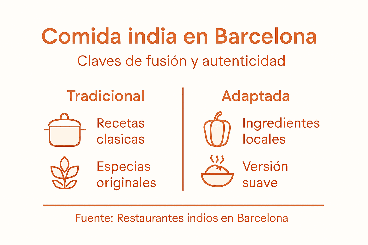 Descubre en esta infografía cómo la gastronomía india se reinventa en Barcelona, fusionándose con sabores locales para crear propuestas únicas.