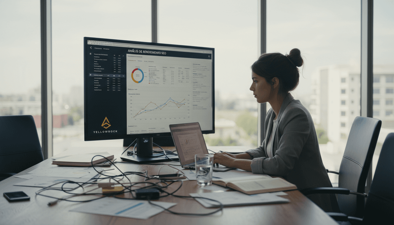 Especialista en SEO analizando las cifras del mercado inmobiliario