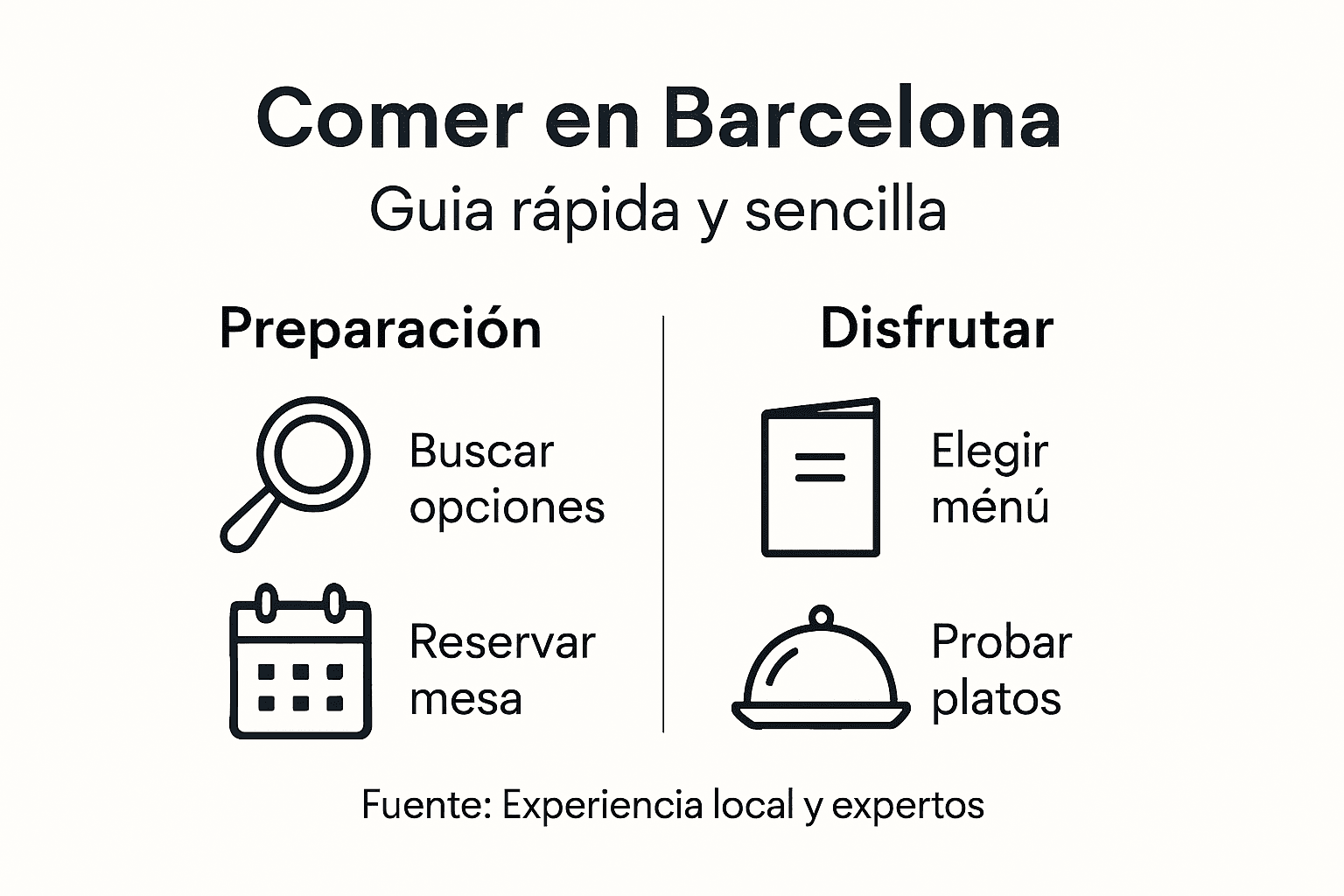 Guía visual con los pasos imprescindibles para disfrutar de la gastronomía en Barcelona