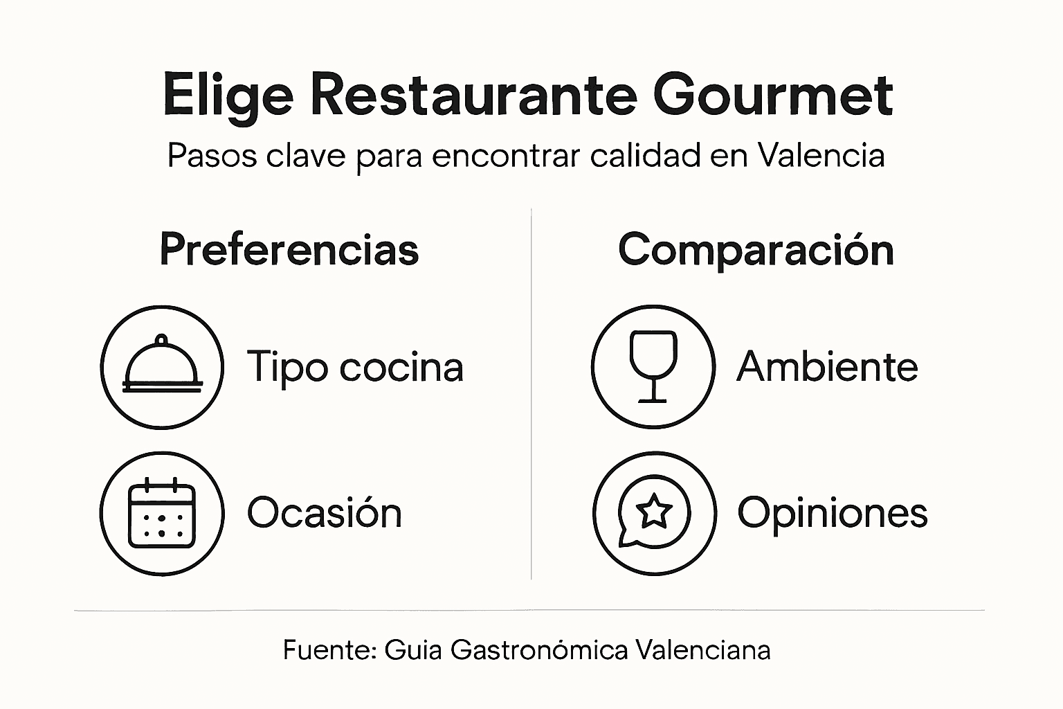 Infografía con los puntos esenciales para acertar al elegir un restaurante gourmet