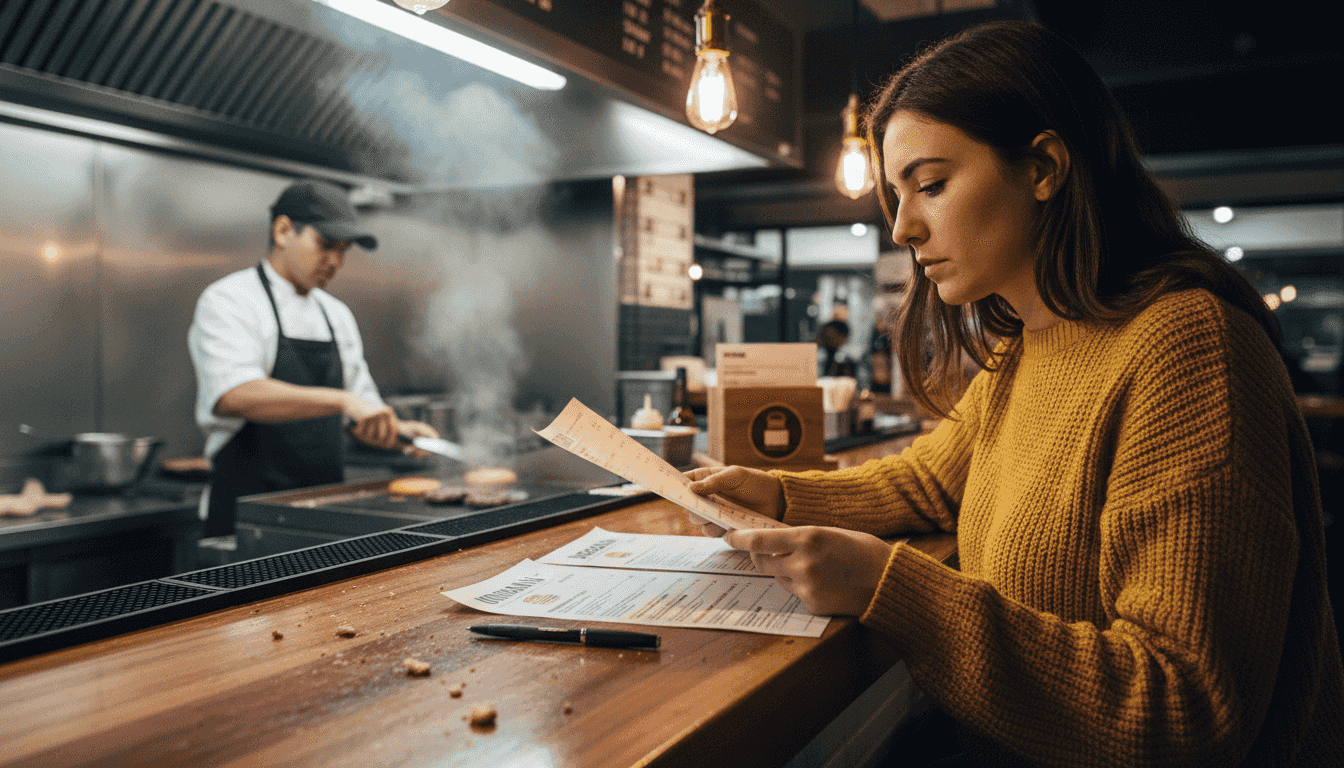 Un cliente hojea la carta del bar, interesado en descubrir la esencia y el carácter local que define el lugar.