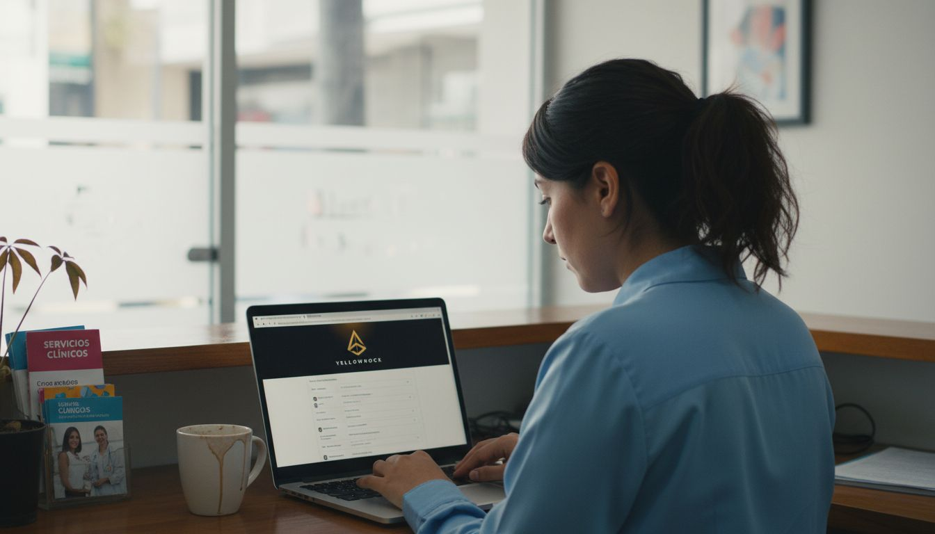 La recepcionista se encarga de actualizar el perfil en línea de la clínica.