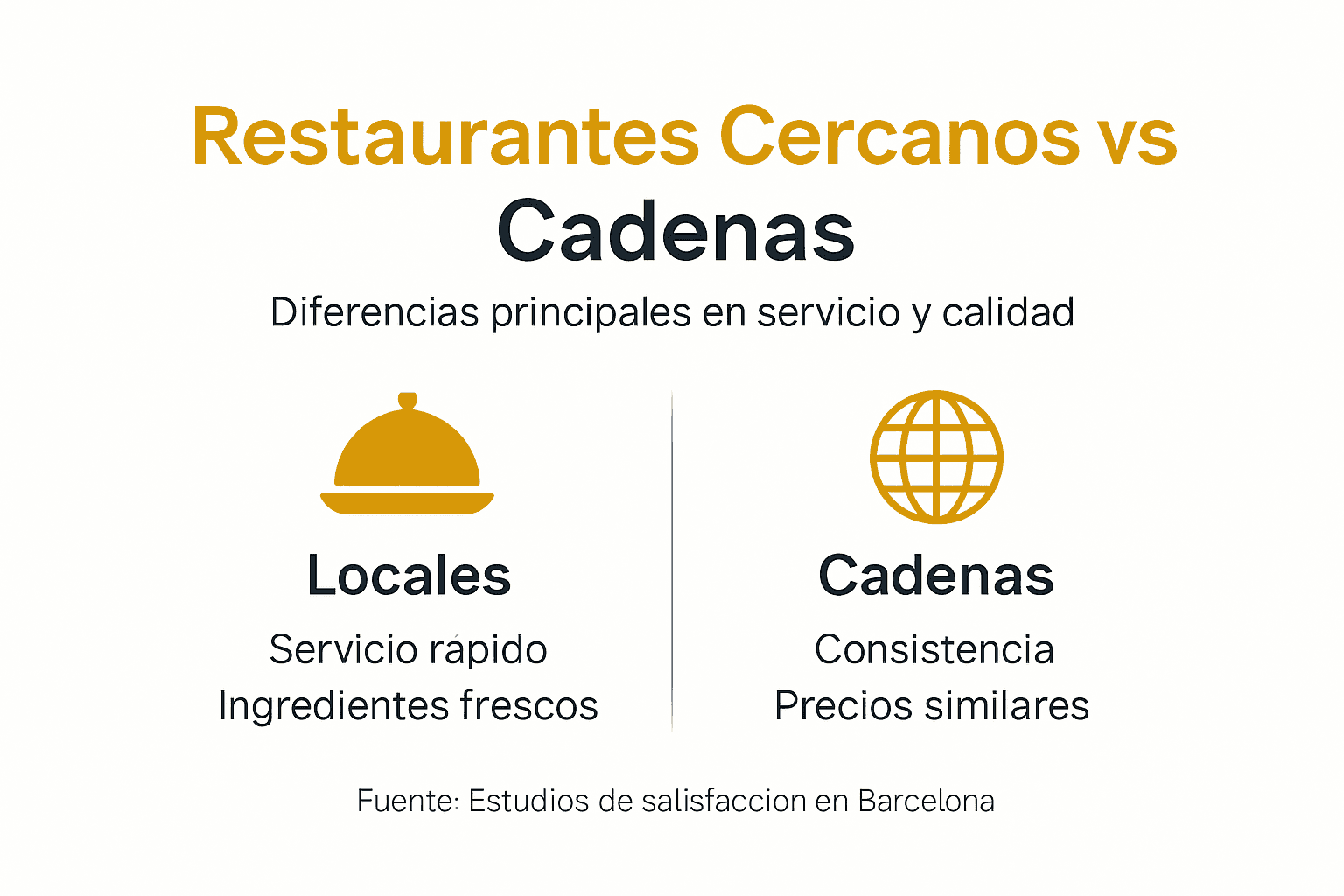 Infografía que muestra las diferencias entre restaurantes independientes y cadenas.