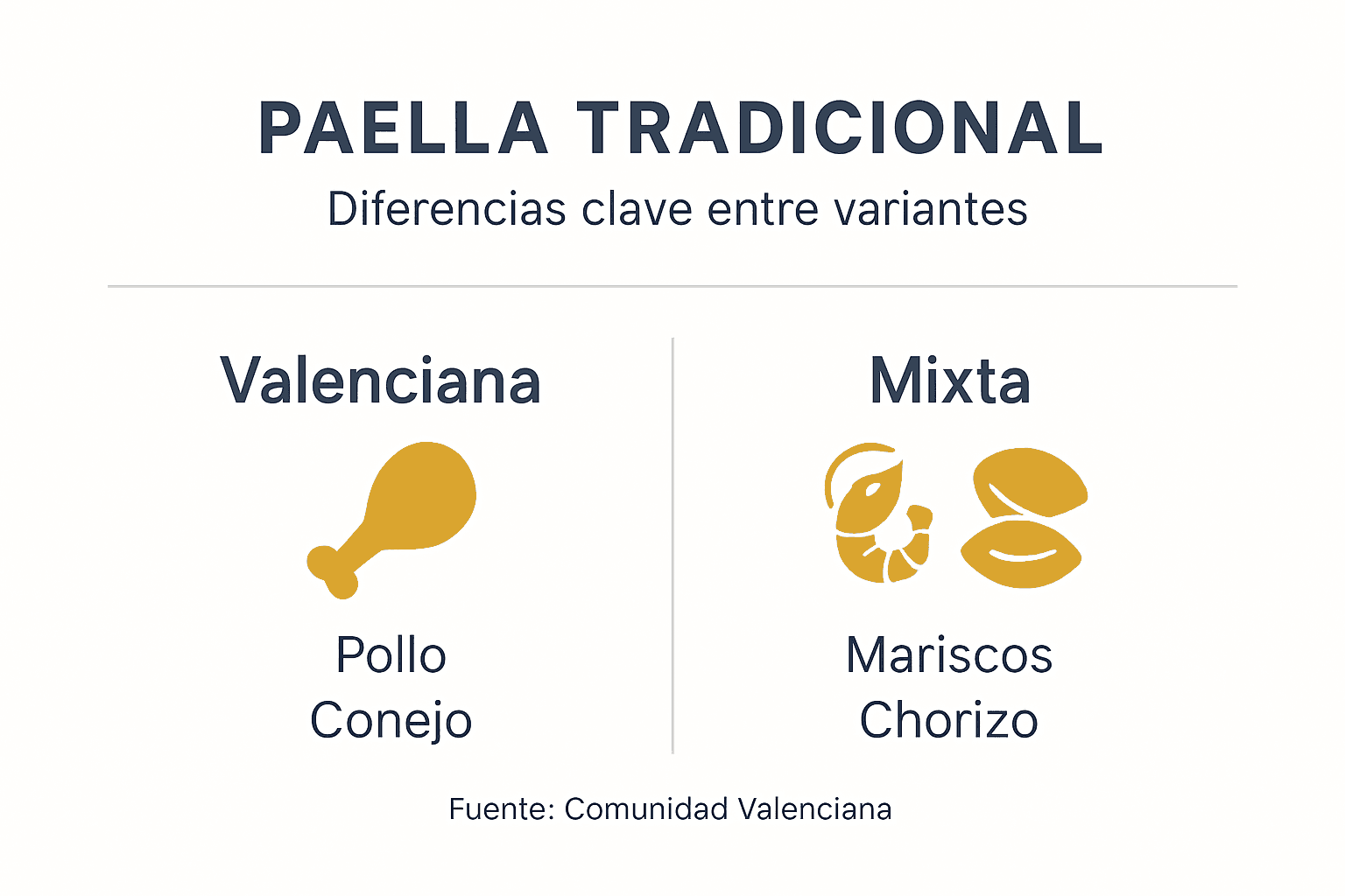 Infografía: ¿En qué se diferencian la auténtica paella valenciana y la paella mixta?