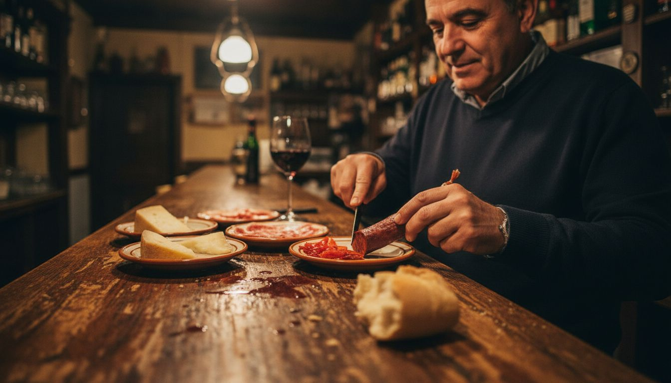 Disfrutar de unas tapas acompañadas de una copa de vino tinto