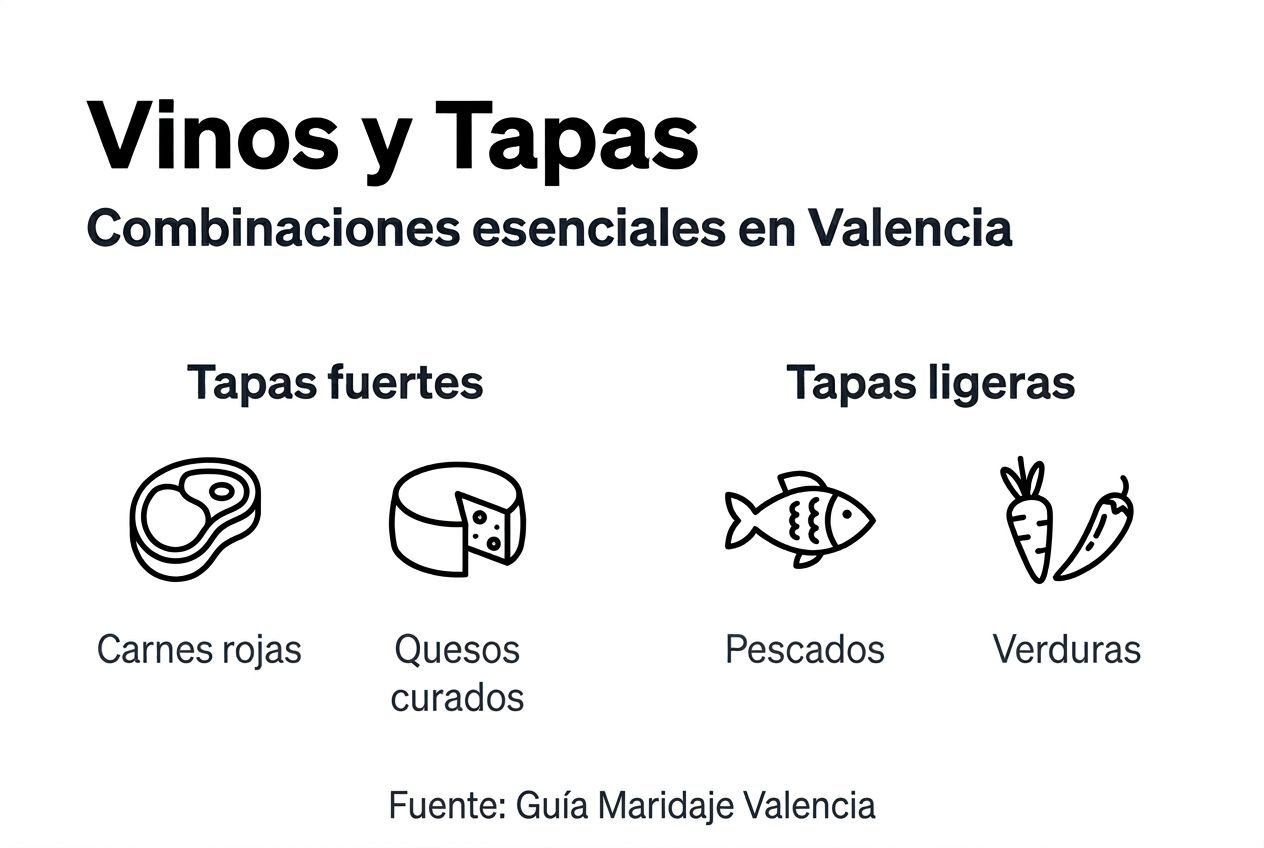 Infografía sobre los tipos de tapas y vinos que puedes disfrutar en Valencia