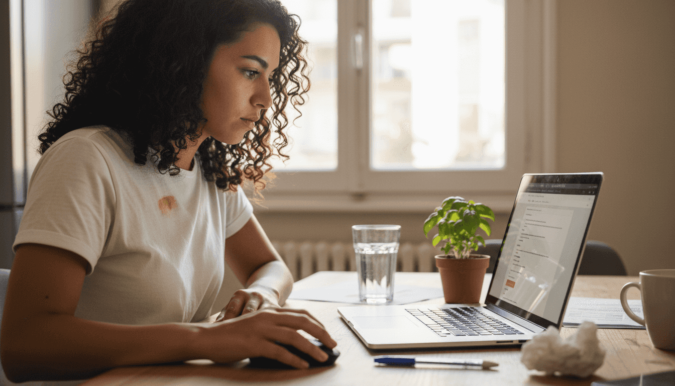 Una mujer actualiza la información de su negocio en Google.