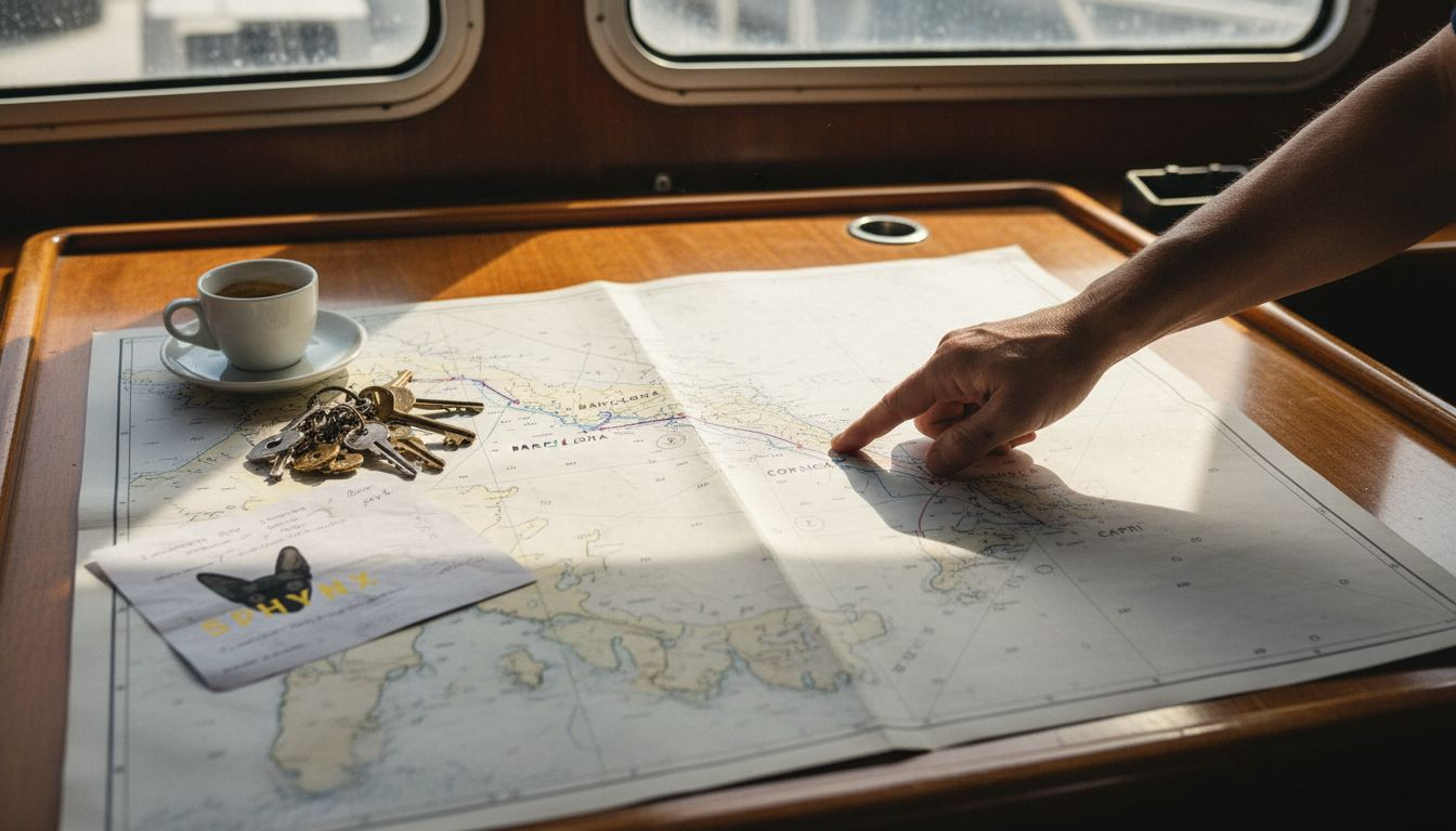 Captain planning Mediterranean sailing route