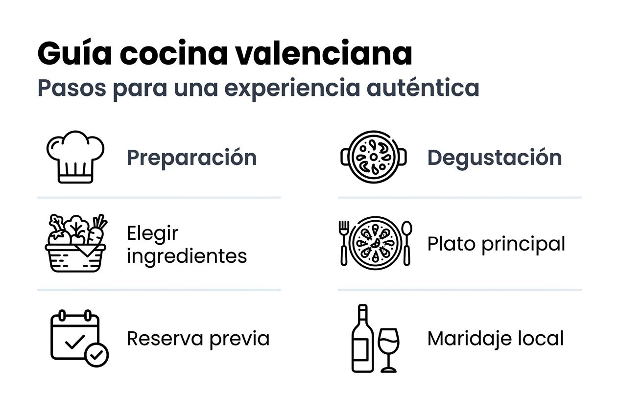 Guía visual con los pasos esenciales para preparar auténtica cocina valenciana