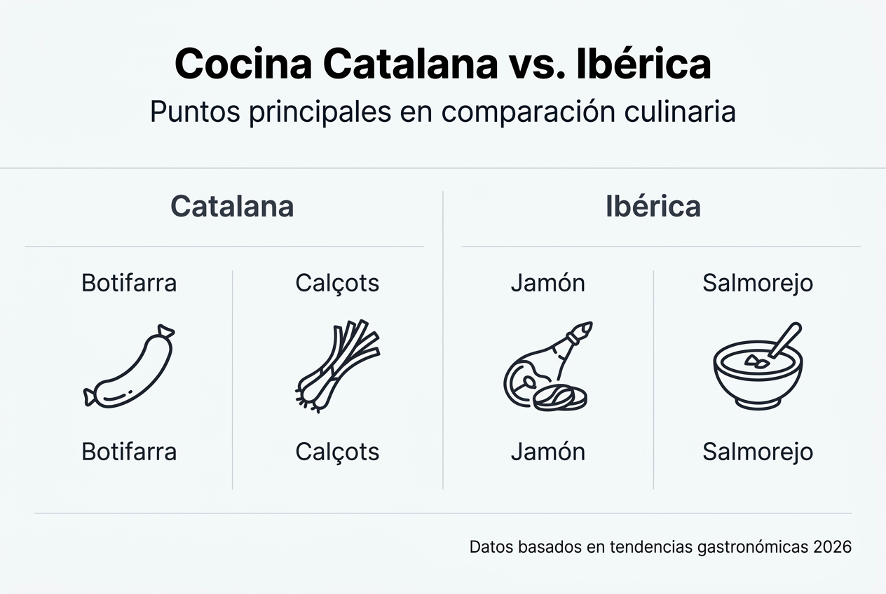 Infografía que compara la gastronomía catalana con la cocina ibérica