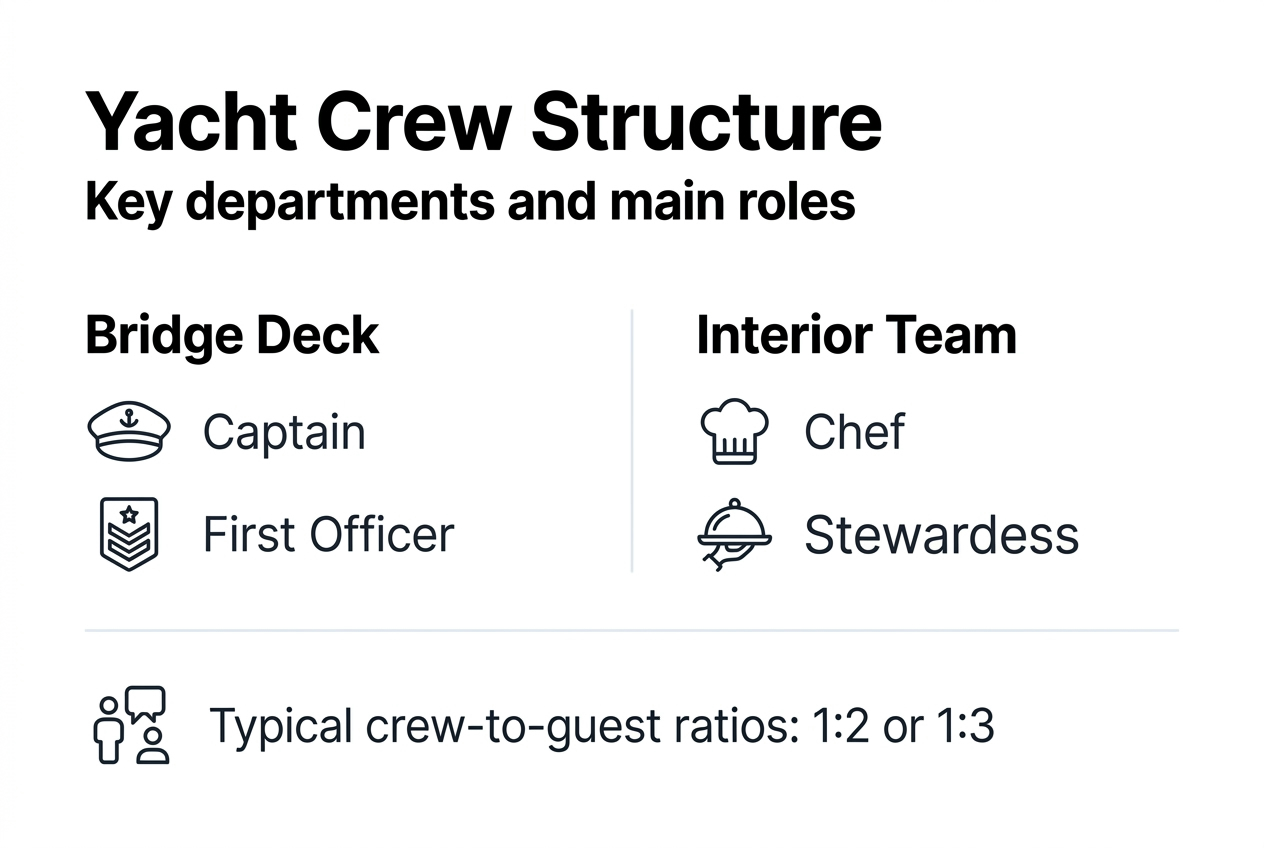 Infographic showing yacht crew structure overview