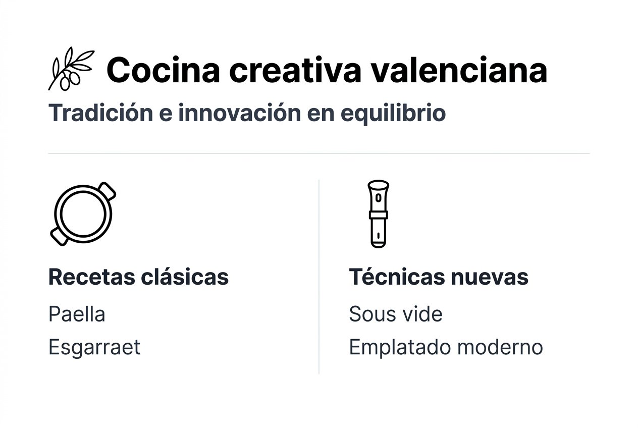 Infografía sobre la fusión entre la cocina creativa y la tradición gastronómica valenciana