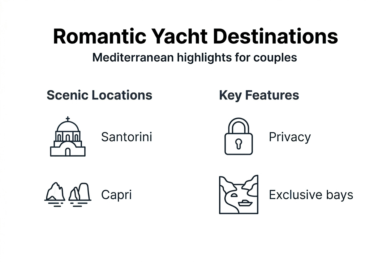 Infographic comparing yacht romance destinations
