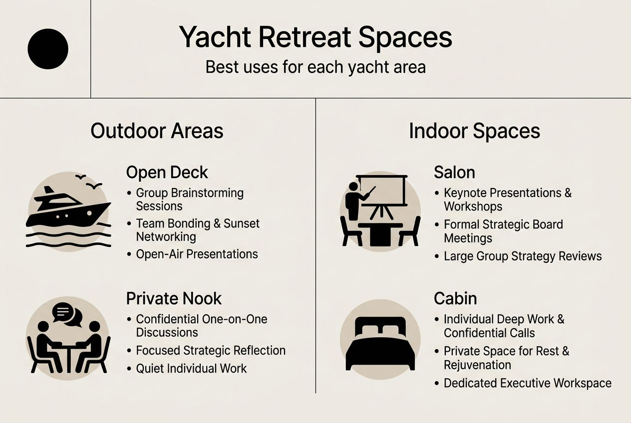 Infographic showing yacht retreat space types