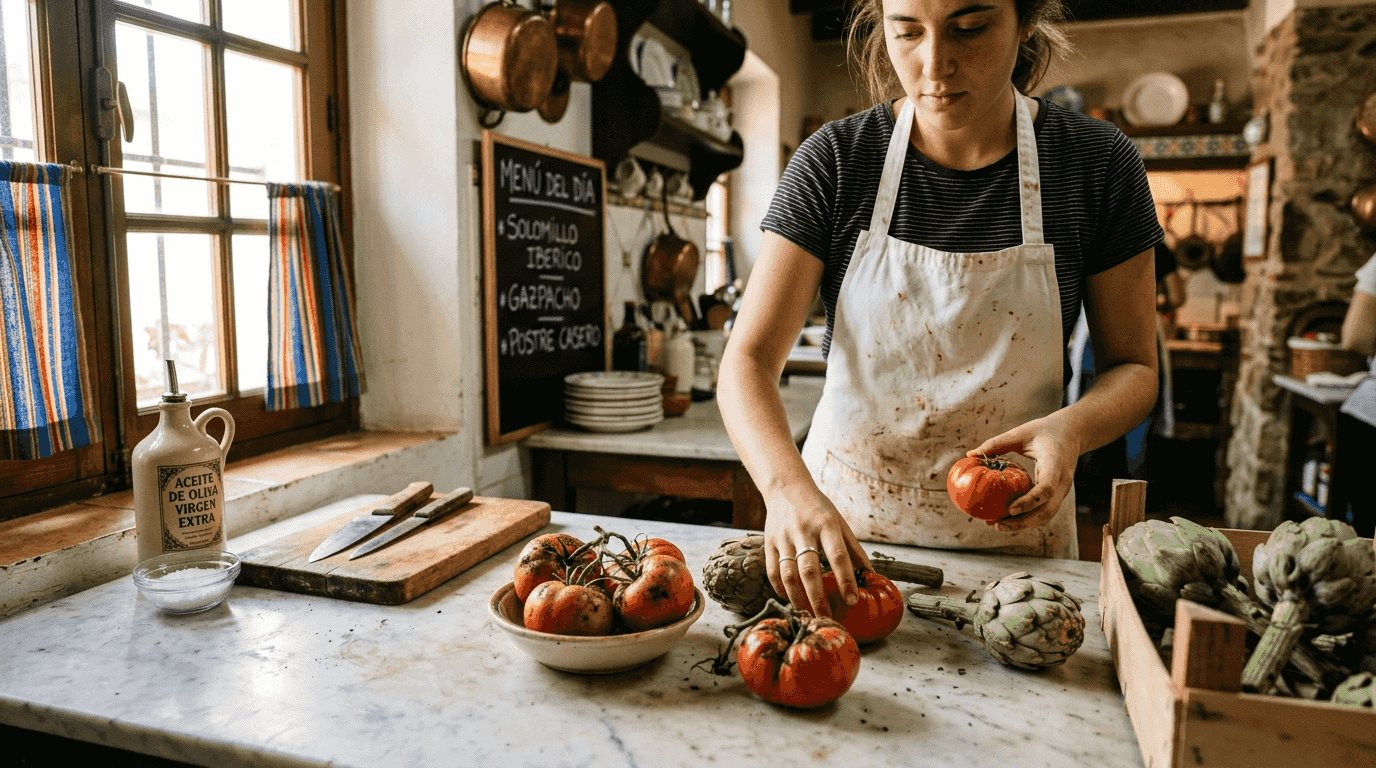 Seleccionando y preparando productos frescos para la cocina tradicional valenciana