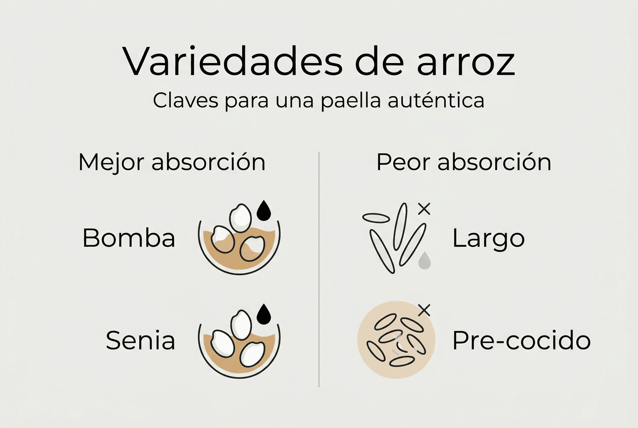 Guía visual sobre los tipos de arroz ideales para preparar una auténtica paella valenciana